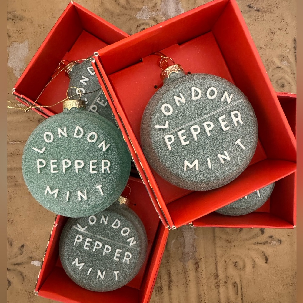 John Derain Set of 5 Peppermint Holiday Ornaments